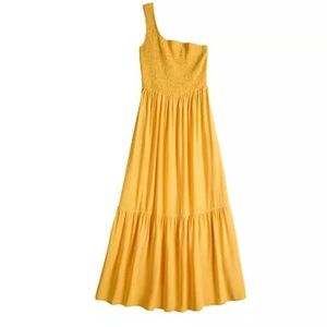 Yellow one shoulder long dress